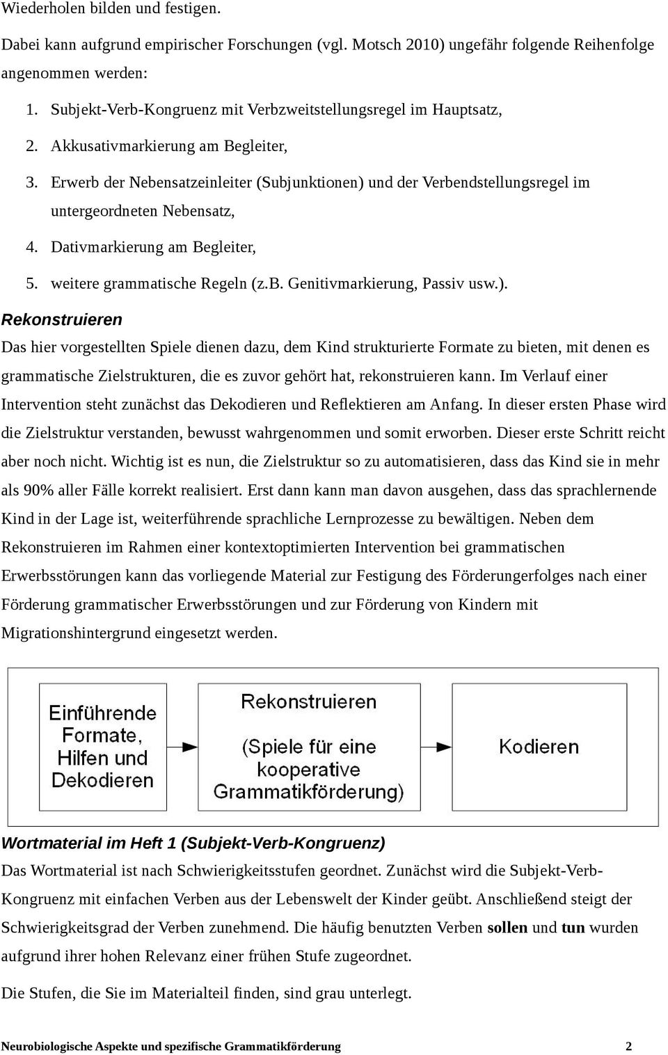 Dativmarkiung am Begleit, 5. weite grammatische Regeln (z.b. Genitivmarkiung, Passiv usw.).