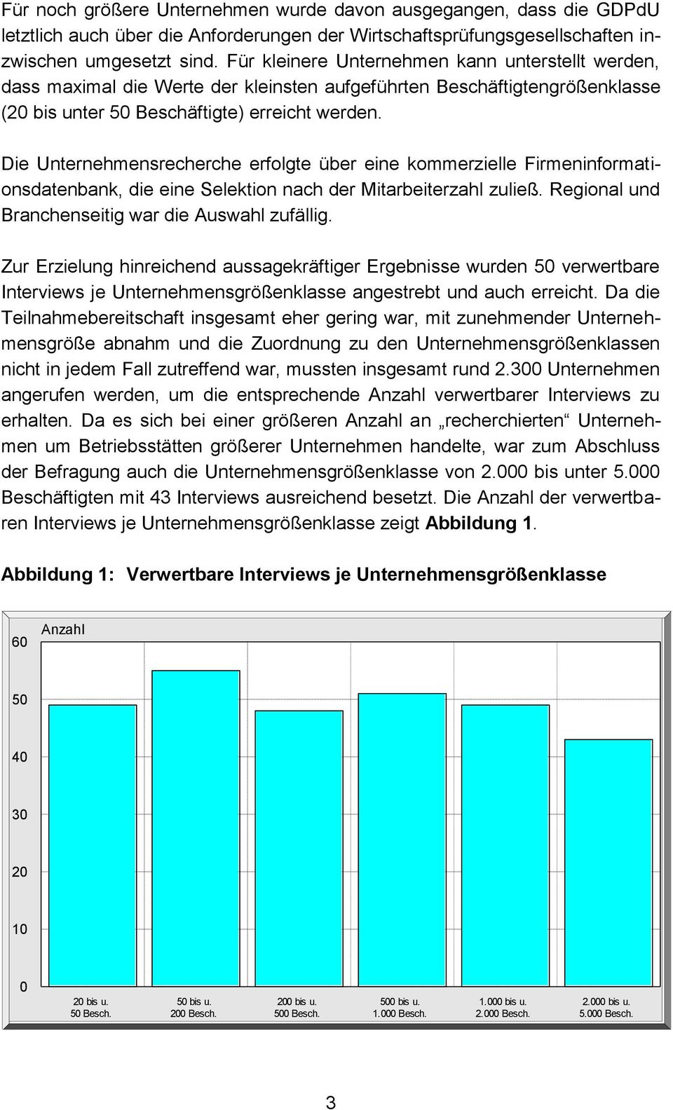 Die Unternehmensrecherche erfolgte über eine kommerzielle Firmeninformationsdatenbank, die eine Selektion nach der Mitarbeiterzahl zuließ. Regional und Branchenseitig war die Auswahl zufällig.