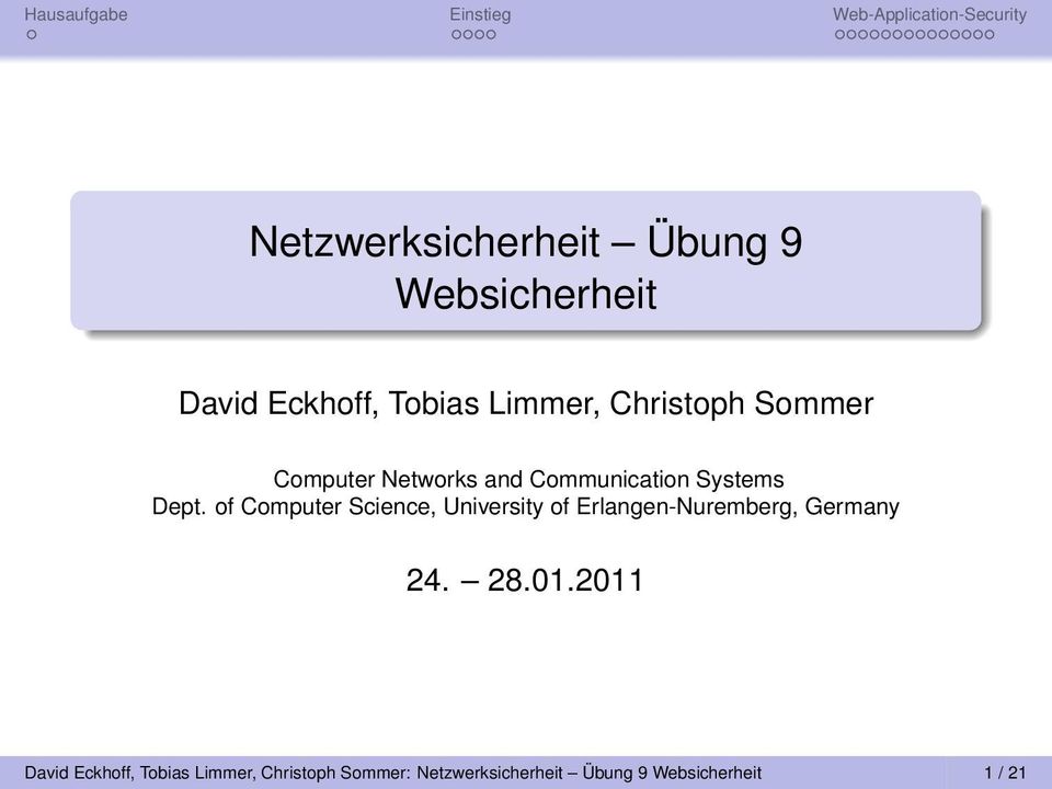of Computer Science, University of Erlangen-Nuremberg, Germany 24. 28.01.