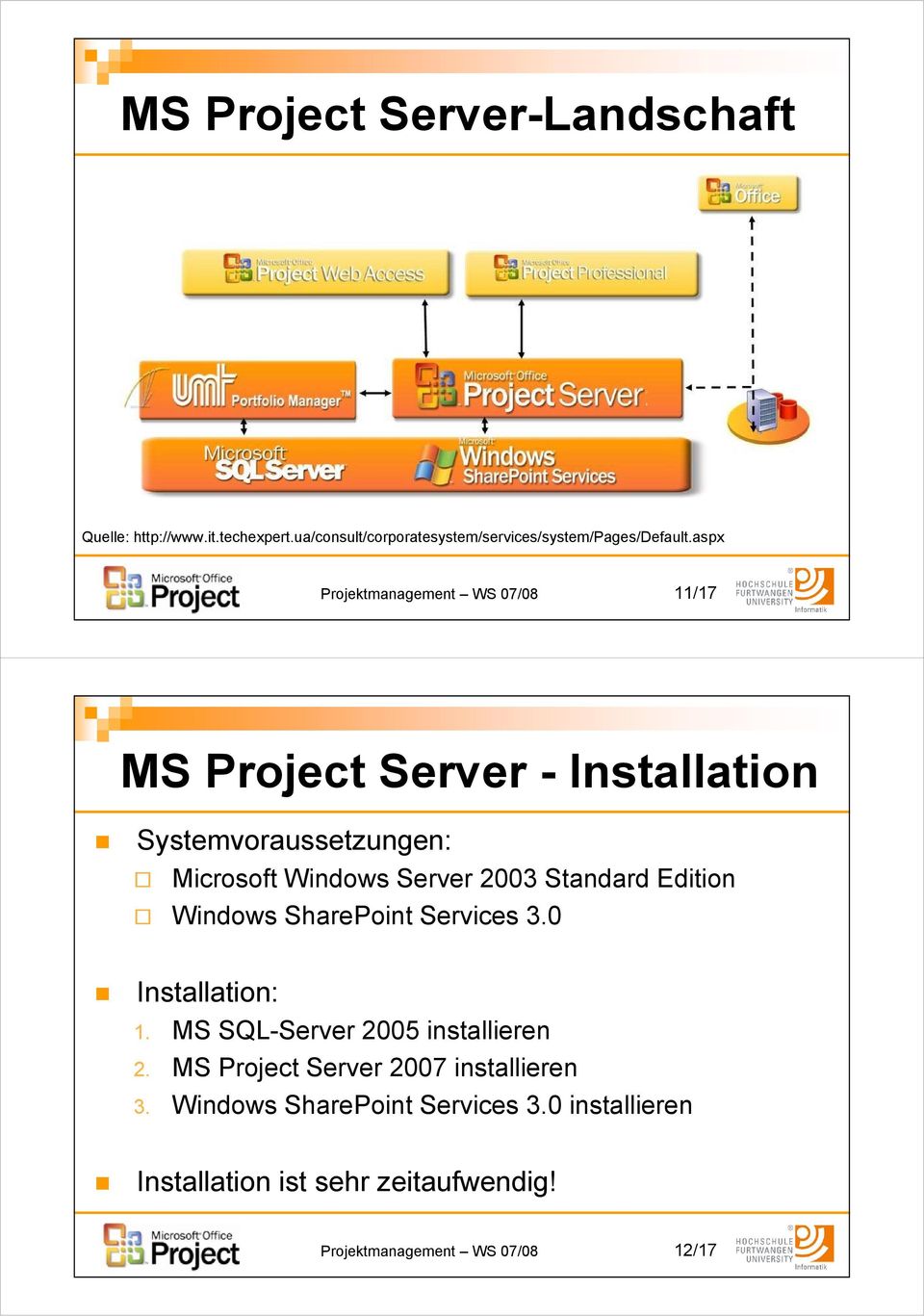 Standard Edition Windows SharePoint Services 3.0 Installation: 1. MS SQL-Server 2005 installieren 2.