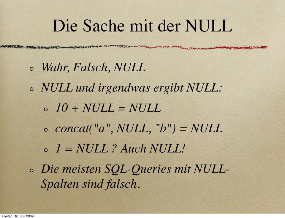 concat("a", NULL, "b") = NULL 1 = NULL?