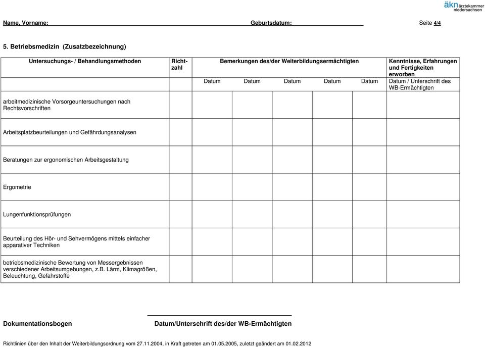 Arbeitsgestaltung Ergometrie Lungenfunktionsprüfungen Beurteilung des Hör- und Sehvermögens mittels einfacher apparativer Techniken