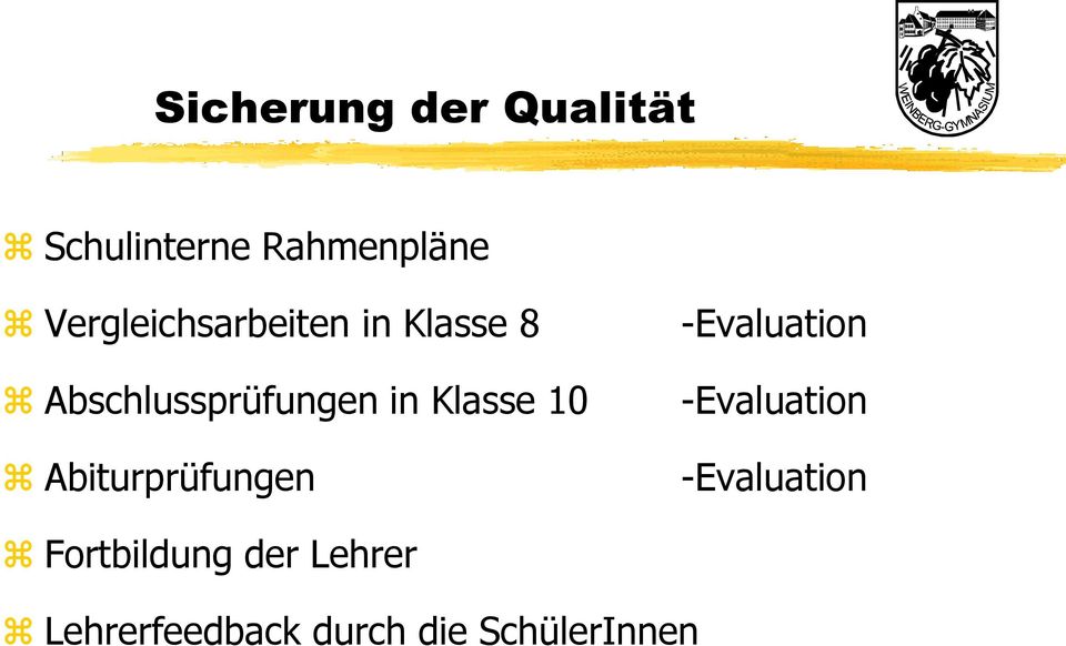 Klasse 10 Abiturprüfungen -Evaluation -Evaluation