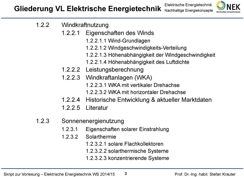 2.2.4 Historische Entwicklung & aktueller Marktdaten 1.2.2.5 Literatur 1.2.3 Sonnenenergienutzung 1.2.3.1 Eigenschaften solarer Einstrahlung 1.2.3.2 Solarthermie 1.2.3.2.1 solare Flachkollektoren 1.