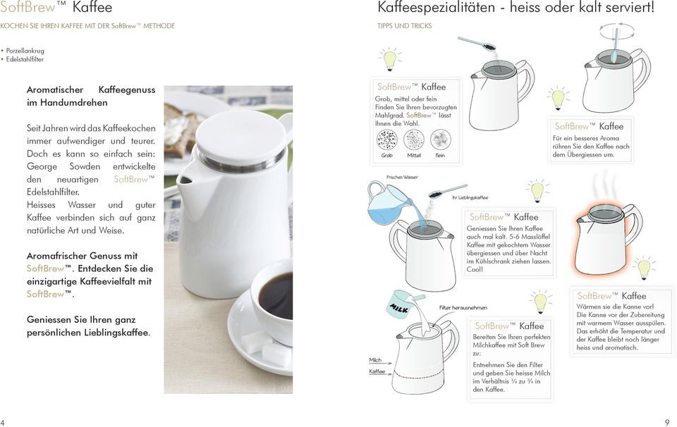 teurer. Doch es kann so einfach sein: George Sowden entwickelte den neuartigen SoftBrew Edelstahlfilter. Heisses Wasser und guter Kaffee verbinden sich auf ganz natürliche Art und Weise.
