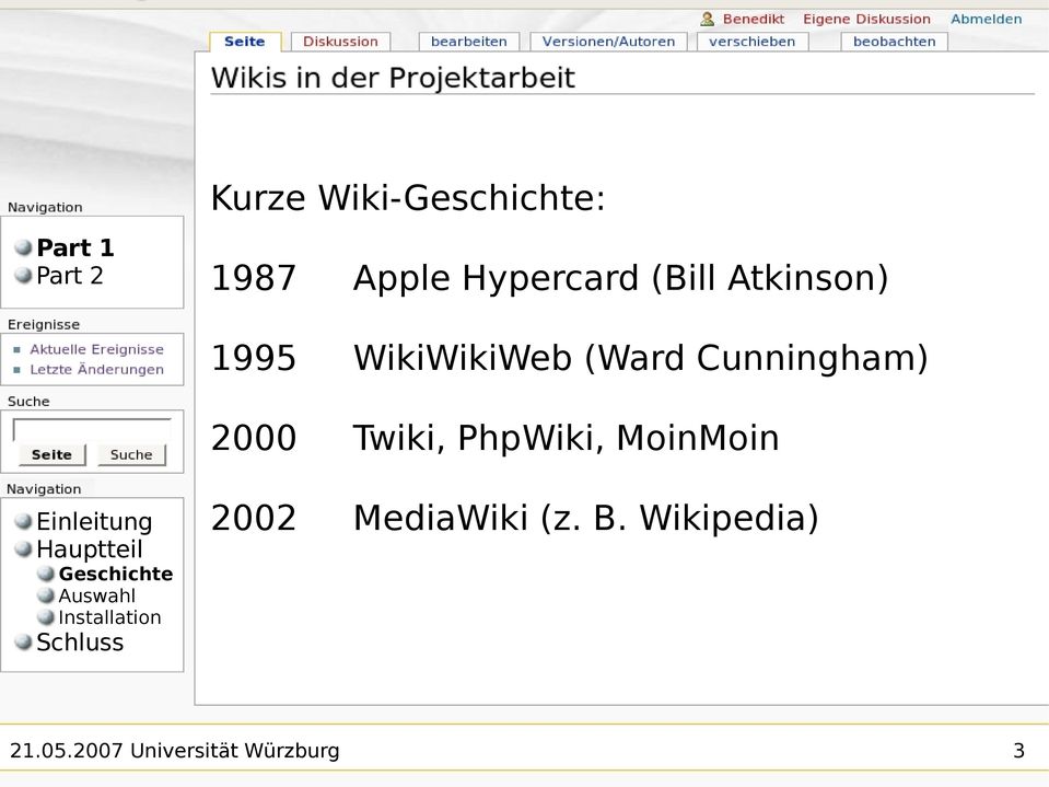 Twiki, PhpWiki, MoinMoin Einleitung Geschichte