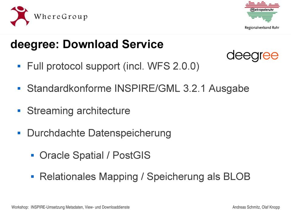 1 Ausgabe Streaming architecture Durchdachte Datenspeicherung Oracle Spatial /