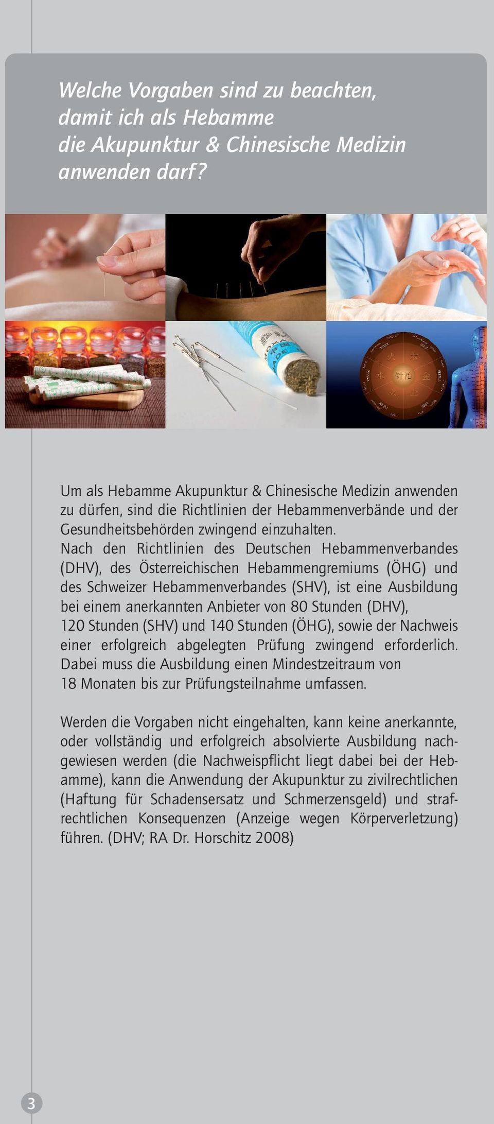 Nach den Richtlinien des Deutschen Hebammenverbandes (DHV), des Österreichischen Hebammengremiums (ÖHG) und des Schweizer Hebammenverbandes (SHV), ist eine Ausbildung bei einem anerkannten Anbieter