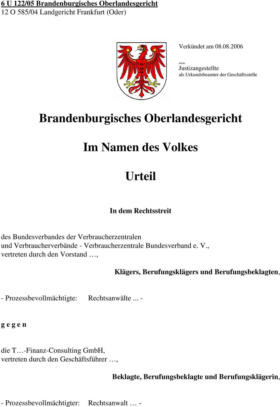 Brandenburgisches Oberlandesgericht Im Namen Des Volkes Urteil Pdf