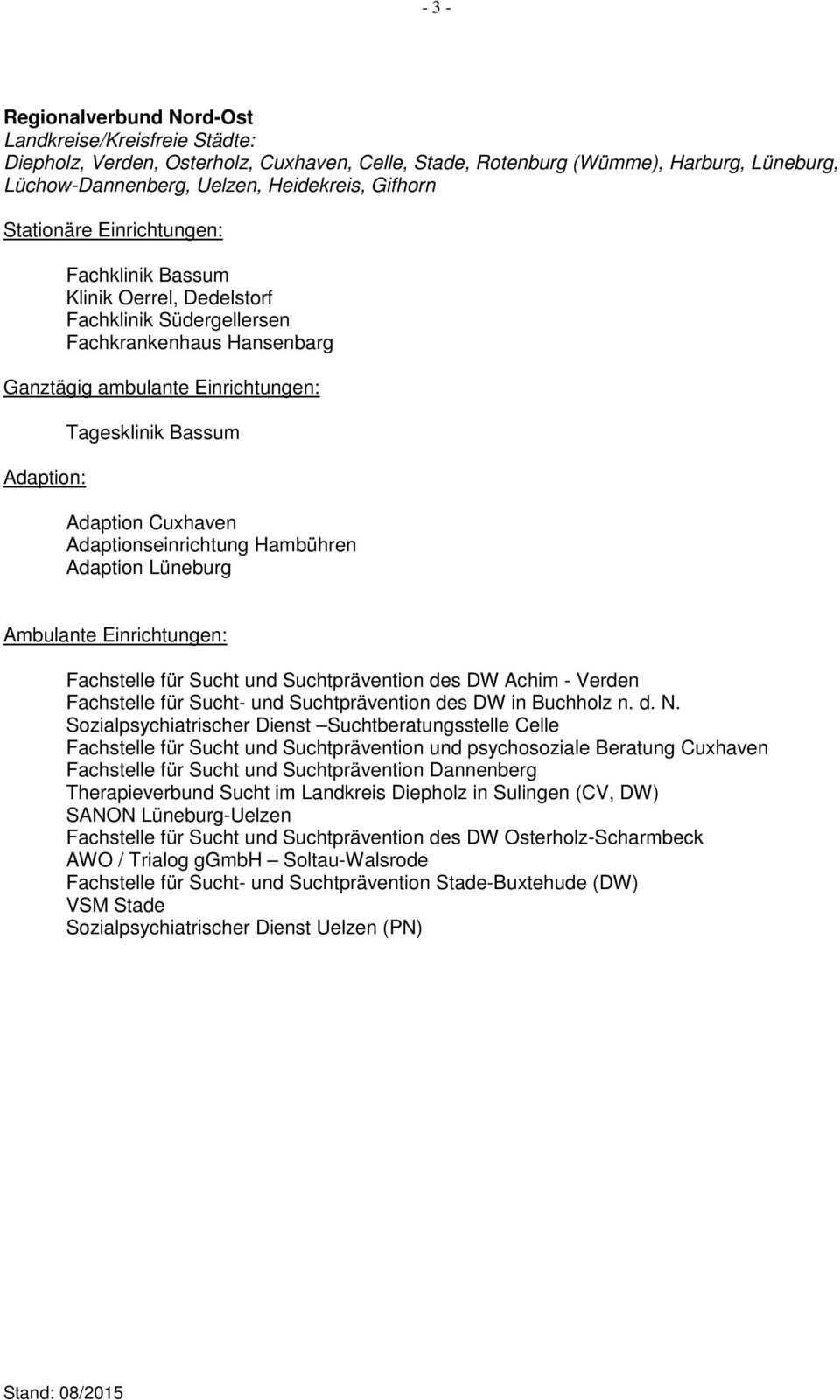 Sucht und Suchtprävention des DW Achim - Verden Fachstelle für Sucht- und Suchtprävention des DW in Buchholz n. d. N.