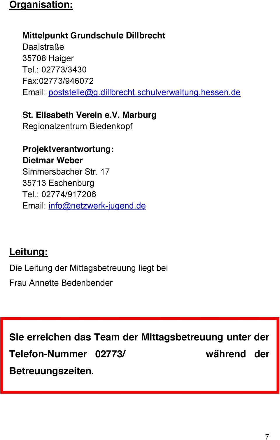 17 35713 Eschenburg Tel.: 02774/917206 Email: info@netzwerk-jugend.
