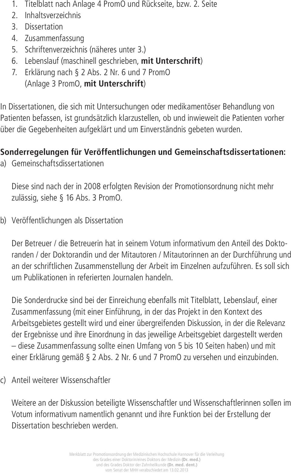 Merkblatt Zur Promotionsordnung Dr Med Dr Med Dent Pdf