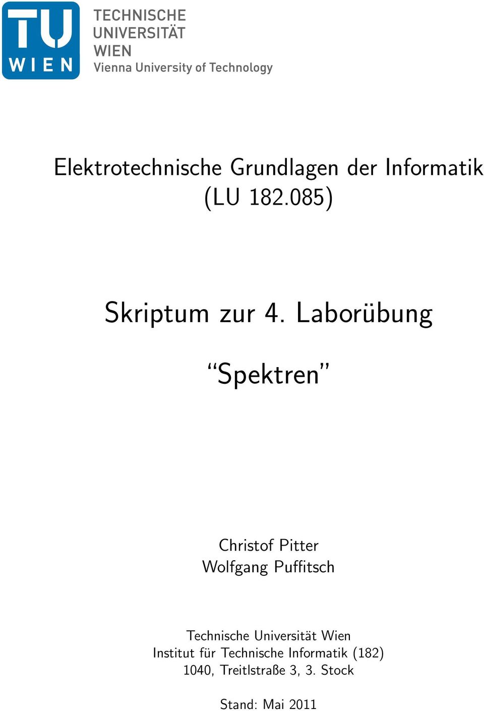 Laborübung Spektren Christof Pitter Wolfgang Puffitsch