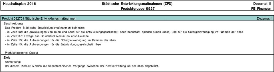 Gütergleisverlegung im Rahmen der nbso - in Zeile 07: Erträge aus Grundstücksverkäufen nbso-gelände - in Zeile 13: die Aufwendungen für die Gütergleisverlegung im