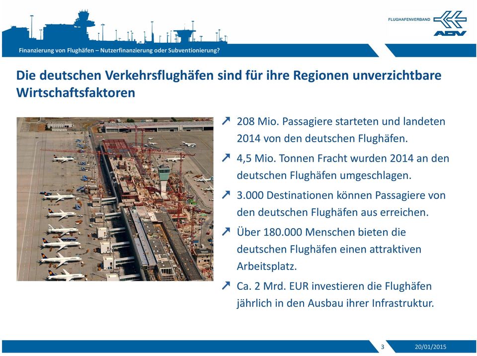 Tonnen Fracht wurden 2014 an den deutschen Flughäfen umgeschlagen. 3.