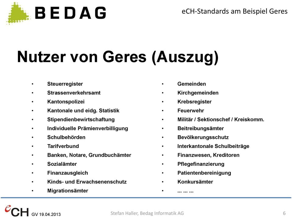 Finanzausgleich Kinds- und Erwachsenenschutz Migrationsämter Gemeinden Kirchgemeinden Krebsregister Feuerwehr Militär / Sektionschef /