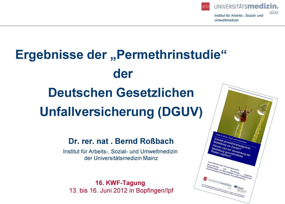 Bernd Roßbach der Universitätsmedizin Mainz - Quelle: