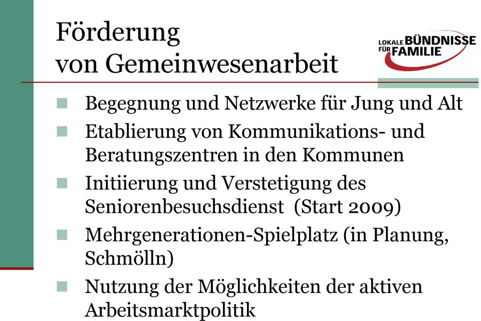 Initiierung und Verstetigung des Seniorenbesuchsdienst (Start 2009)