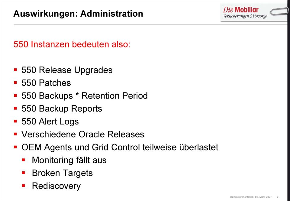 550 Alert Logs Verschiedene Oracle Releases OEM Agents und Grid