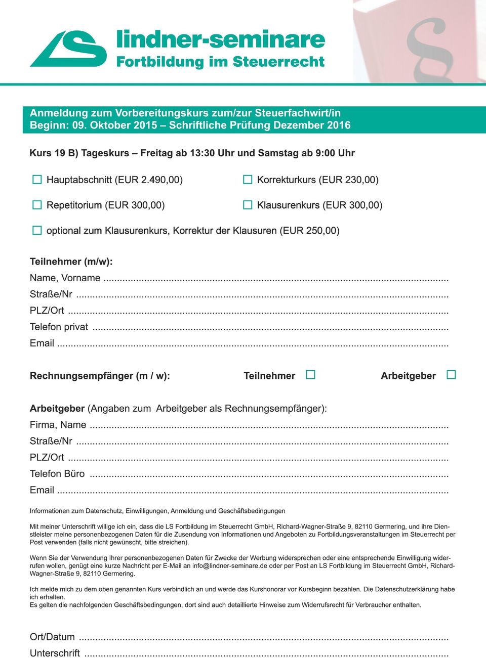 Repetitorium (EUR 300,00) Klausurenkurs