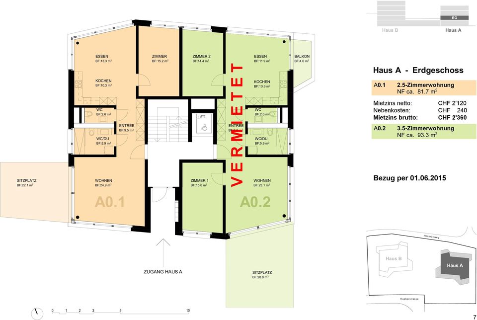 6 m 2 - Erdgeschoss A0.1 2.5-Zimmerwohnung NF ca. 81.