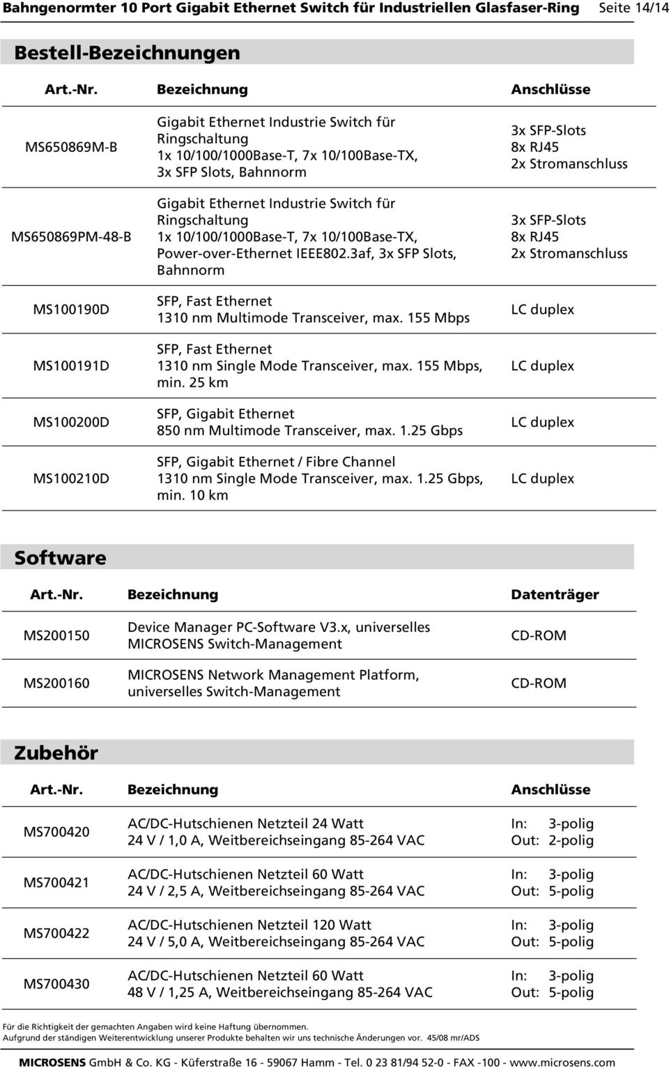 Bahnnorm Gigabit Ethernet Industrie Switch für Ringschaltung 1x 10/100/1000Base-T, 7x 10/100Base-TX, Power-over-Ethernet IEEE802.