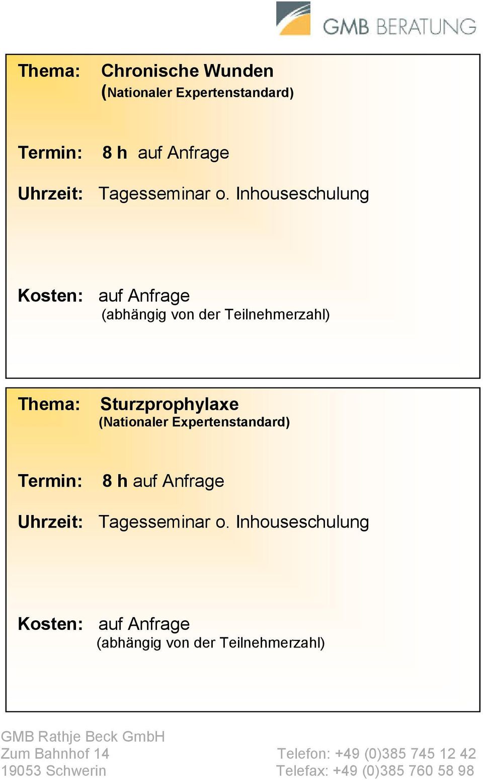 Anfrage Sturzprophylaxe