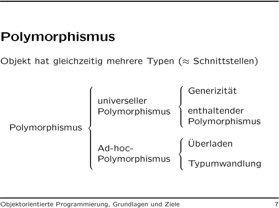 Ad-hoc- Polymorphismus Generizität enthaltender Polymorphismus