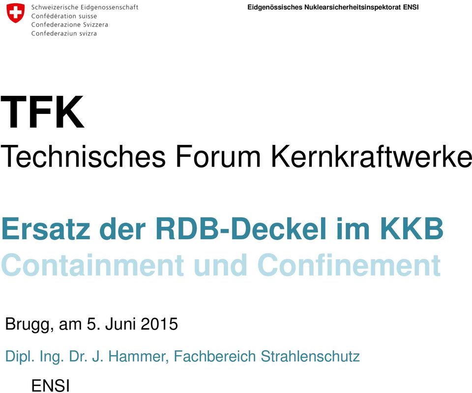 RDB-Deckel im KKB Containment und Confinement Brugg,
