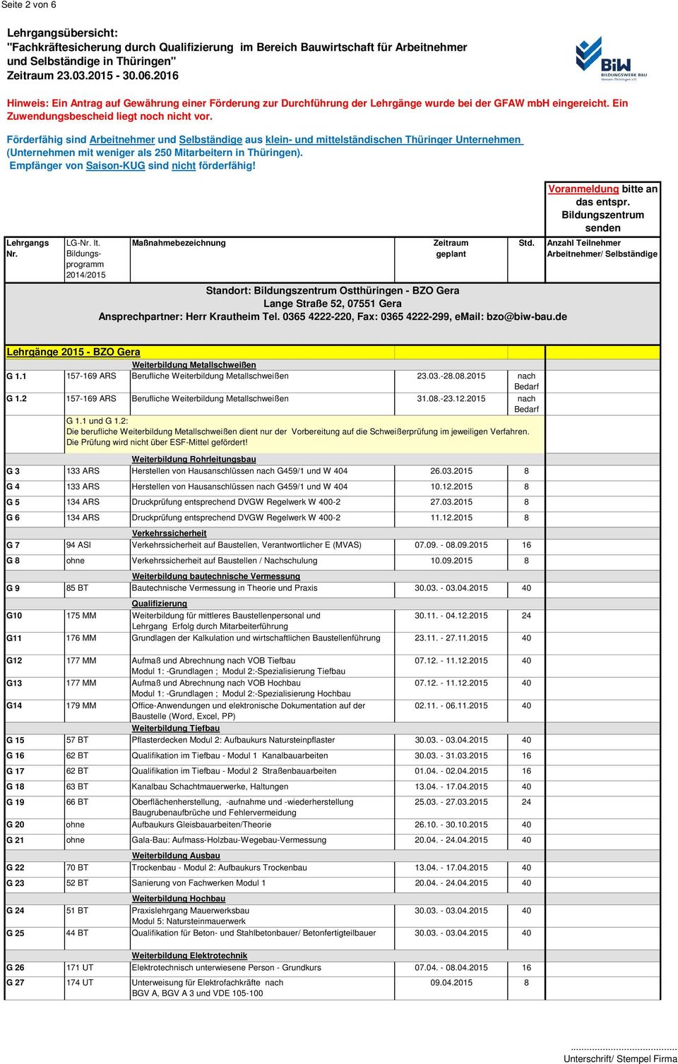 2 157-169 ARS Berufliche Weiterbildung Metallschweißen 31.08.-23.12.2015 nach G 1.1 und G 1.