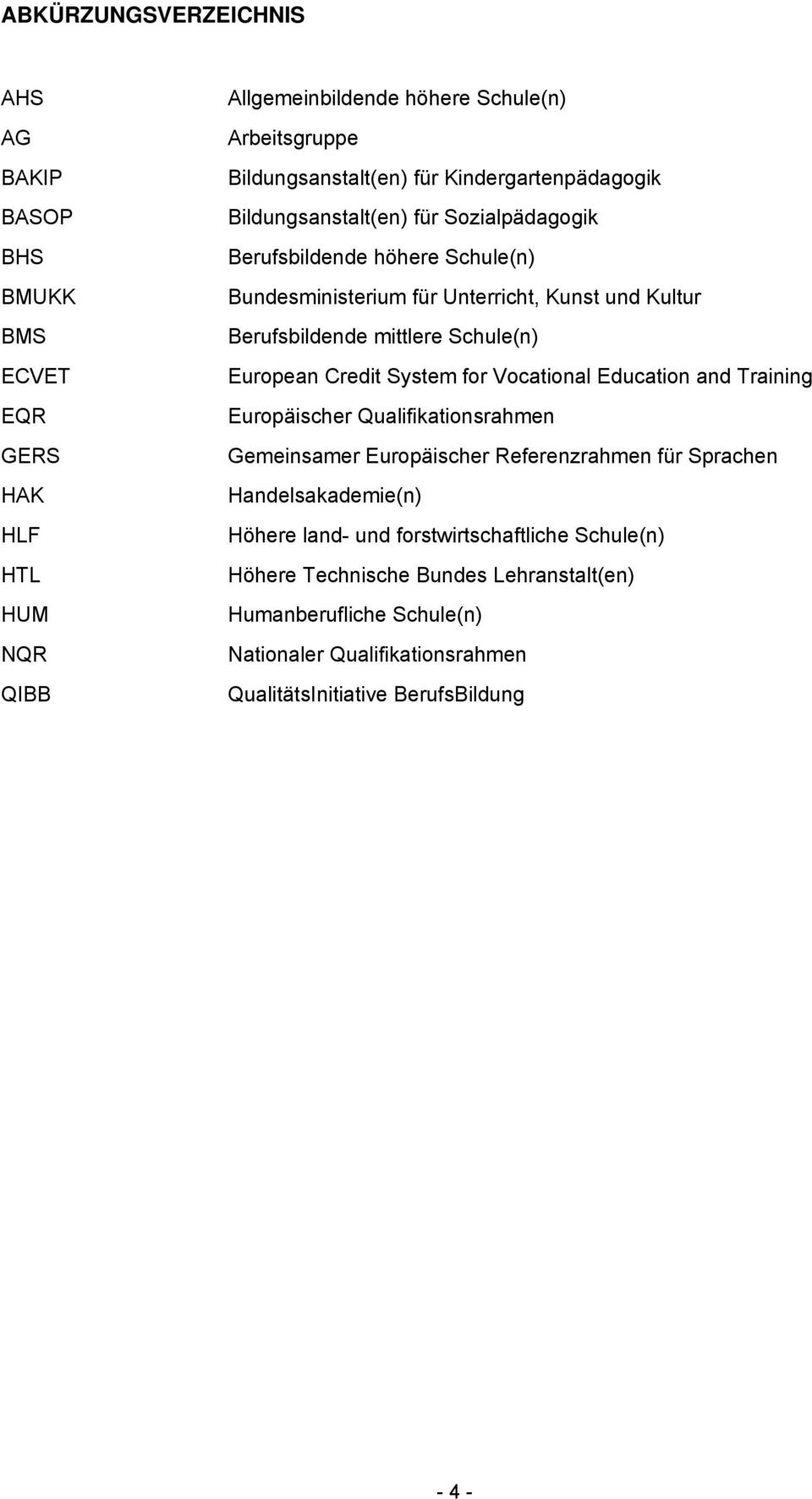 Schule(n) European Credit System for Vocational Education and Training Europäischer Qualifikationsrahmen Gemeinsamer Europäischer Referenzrahmen für Sprachen
