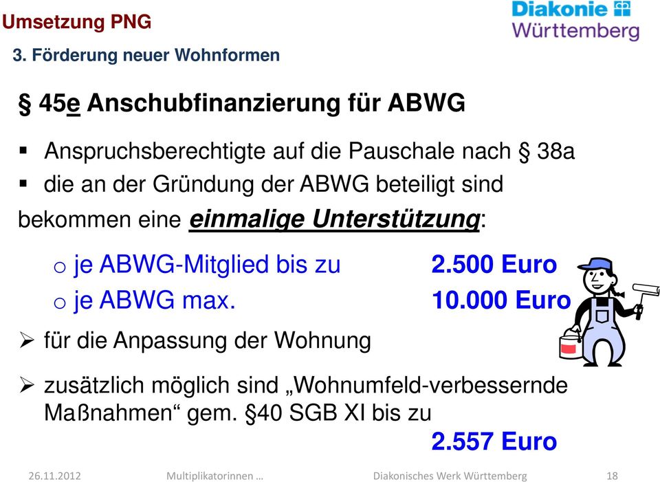 Unterstützung: o je ABWG-Mitglied bis zu o je ABWG max. 2.500 Euro 10.