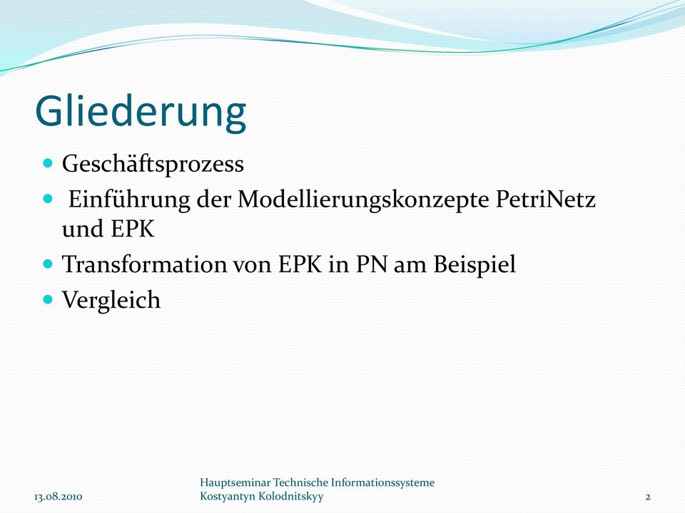 EPK Transformation von EPK in PN am