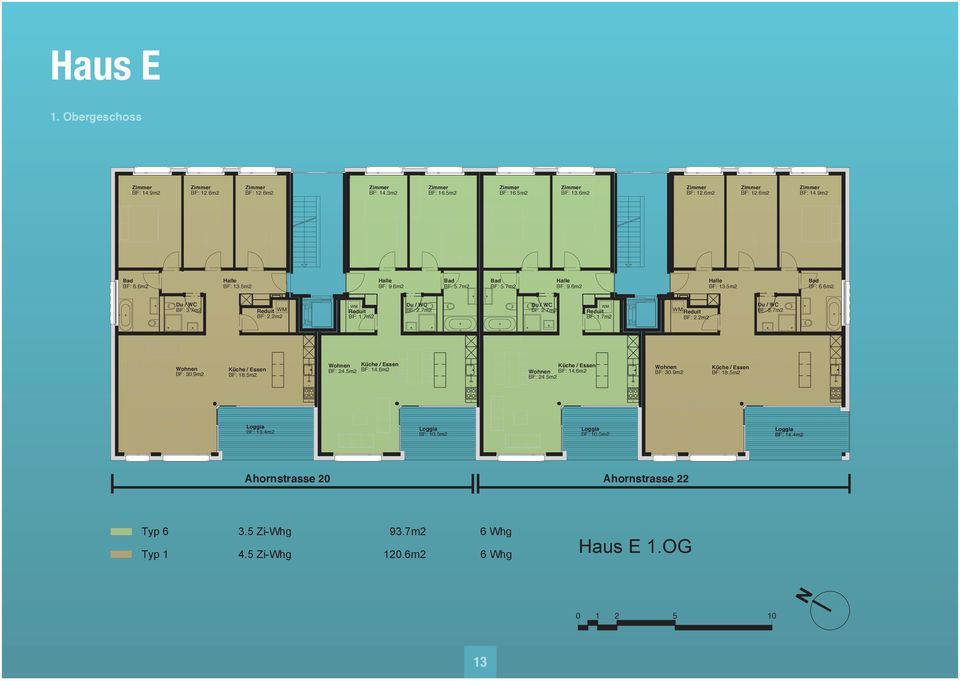 6m2 BF: 14.6m2 BF: 24.5m2 BF: 13.4m2 BF: 10.5m2 BF: 10.5m2 BF: 14.