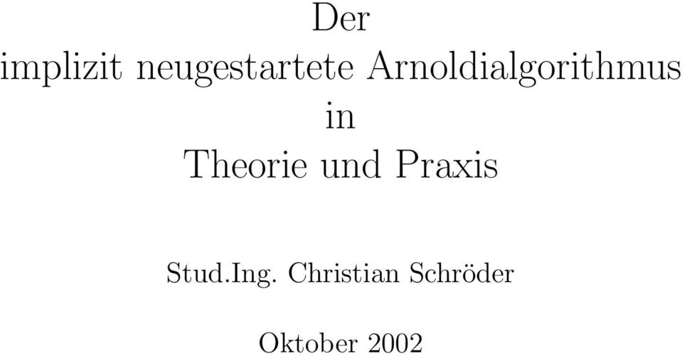 Theorie und Praxis Stud.Ing.