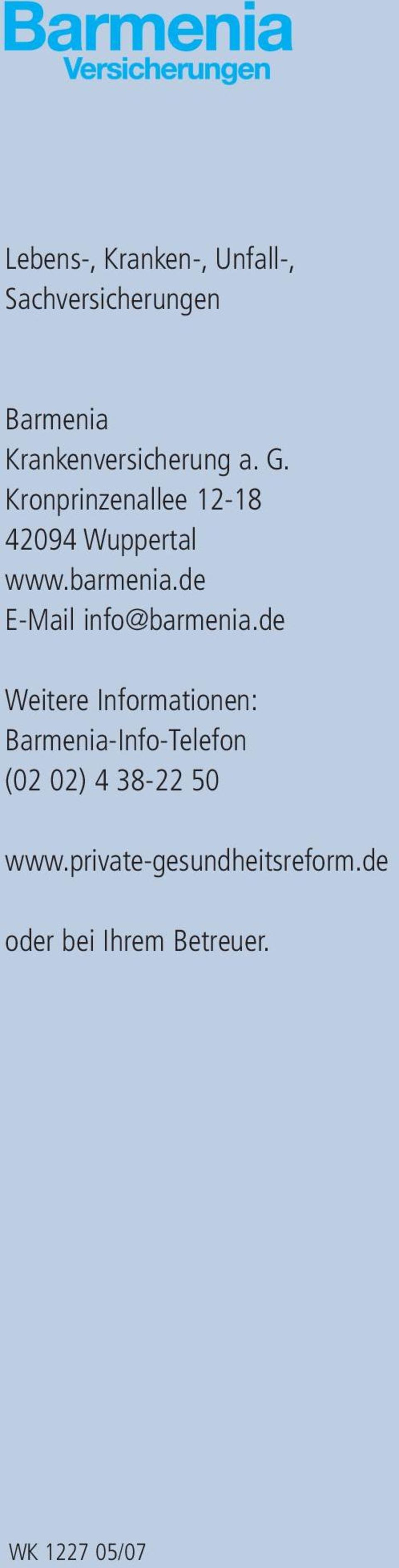 barmenia.de E-Mail info@barmenia.