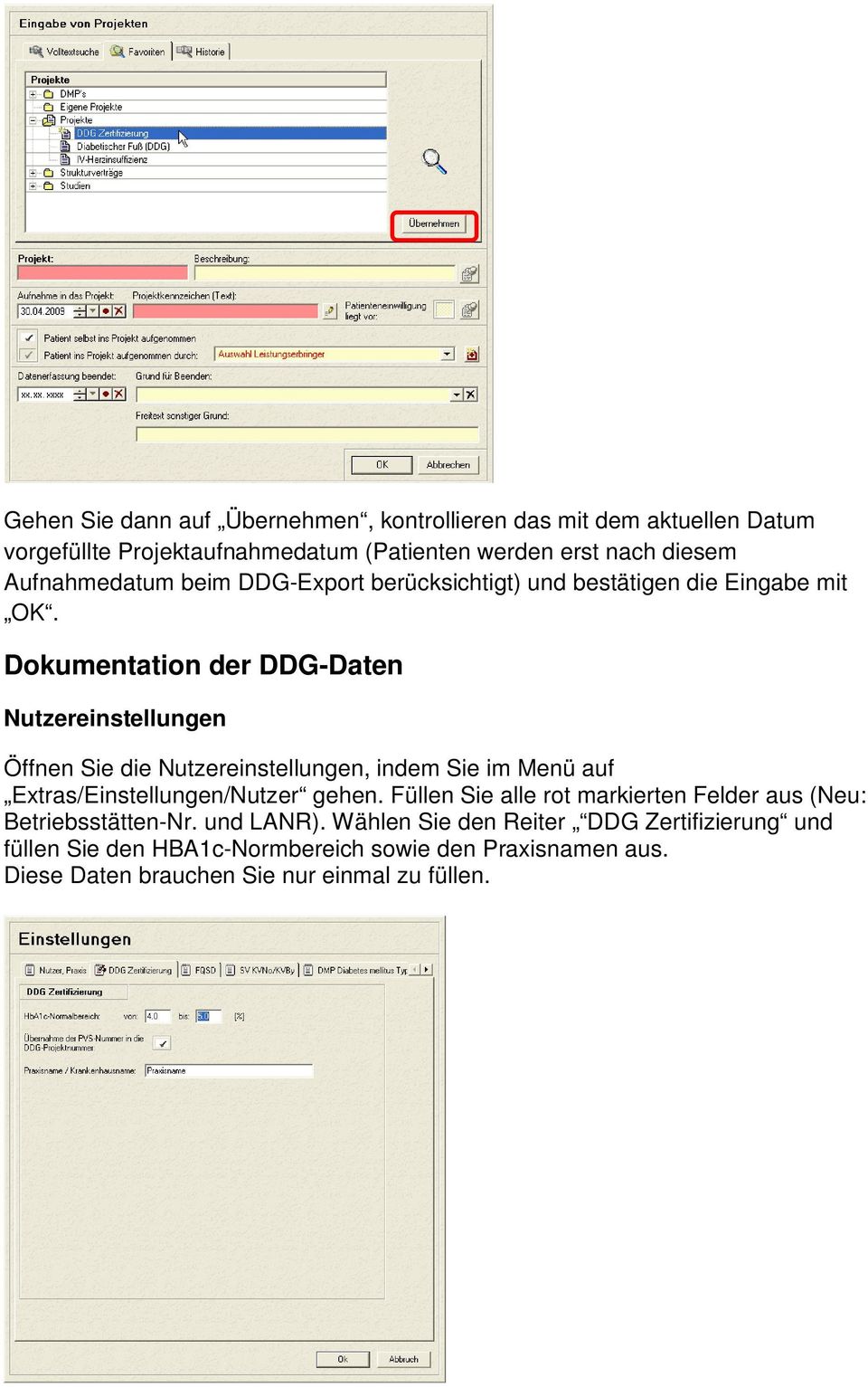 Dokumentation der DDG-Daten Nutzereinstellungen Öffnen Sie die Nutzereinstellungen, indem Sie im Menü auf Extras/Einstellungen/Nutzer gehen.