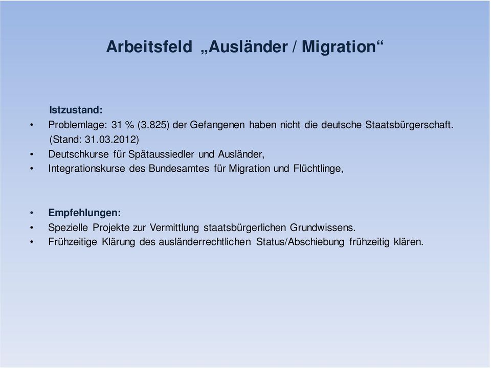 2012) Deutschkurse für Spätaussiedler und Ausländer, Integrationskurse des Bundesamtes für Migration und
