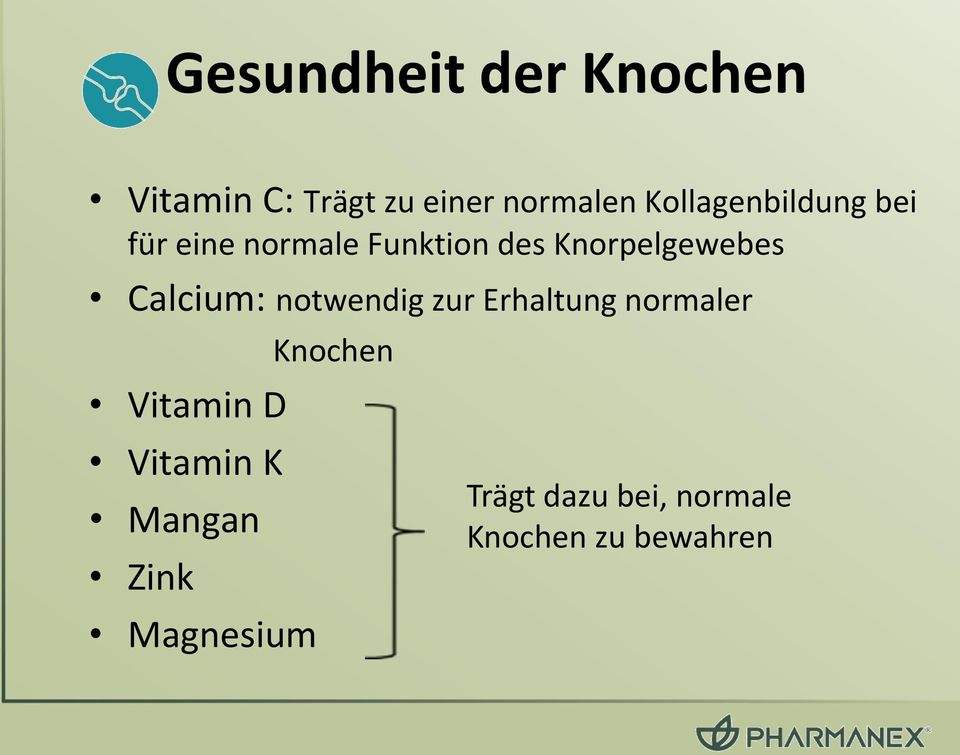 Calcium: notwendig zur Erhaltung normaler Vitamin D Vitamin K