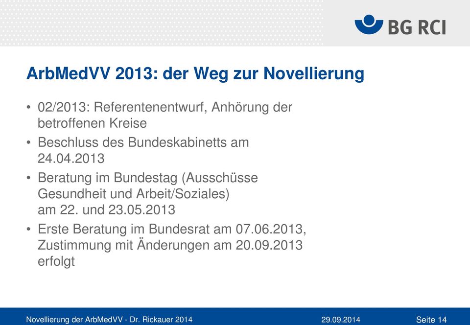 2013 Beratung im Bundestag (Ausschüsse Gesundheit und Arbeit/Soziales) am 22.