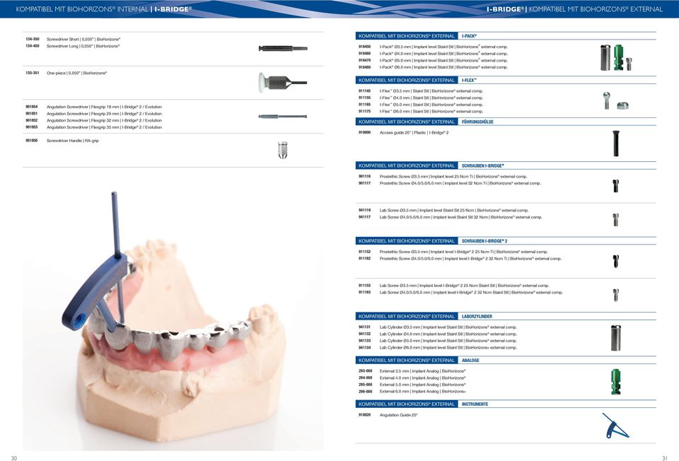 0 mm Implant level Stainl Stl BioHorizons external comp. 916470 I-Pack Ø5.0 mm Implant level Stainl Stl BioHorizons external comp. 916480 I-Pack Ø6.