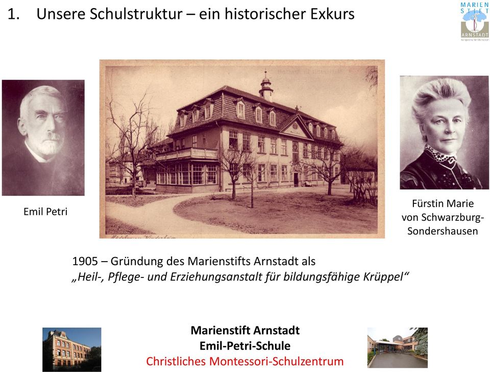 1905 Gründung des Marienstifts Arnstadt als Heil-,