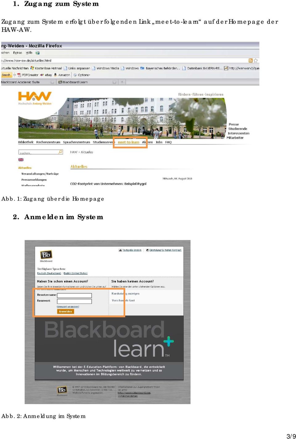 Homepage der HAW-AW. Abb.