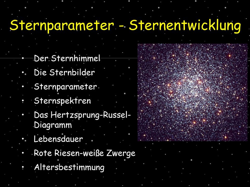 Sternspektren Das Hertzsprung-RusselDiagramm