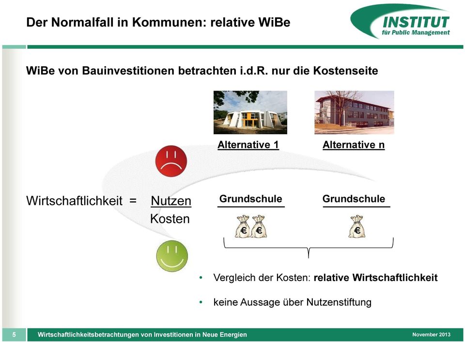 Grundschule Grundschule Vergleich der Kosten: relative Wirtschaftlichkeit keine Aussage