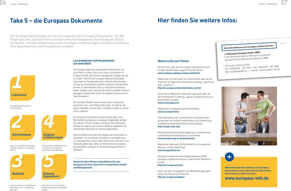 Qualifikationen und Kompetenzen entsteht. 1 Lebenslauf Das ideale Dachdokument für Ihre Bewerbung.europass-info. de.