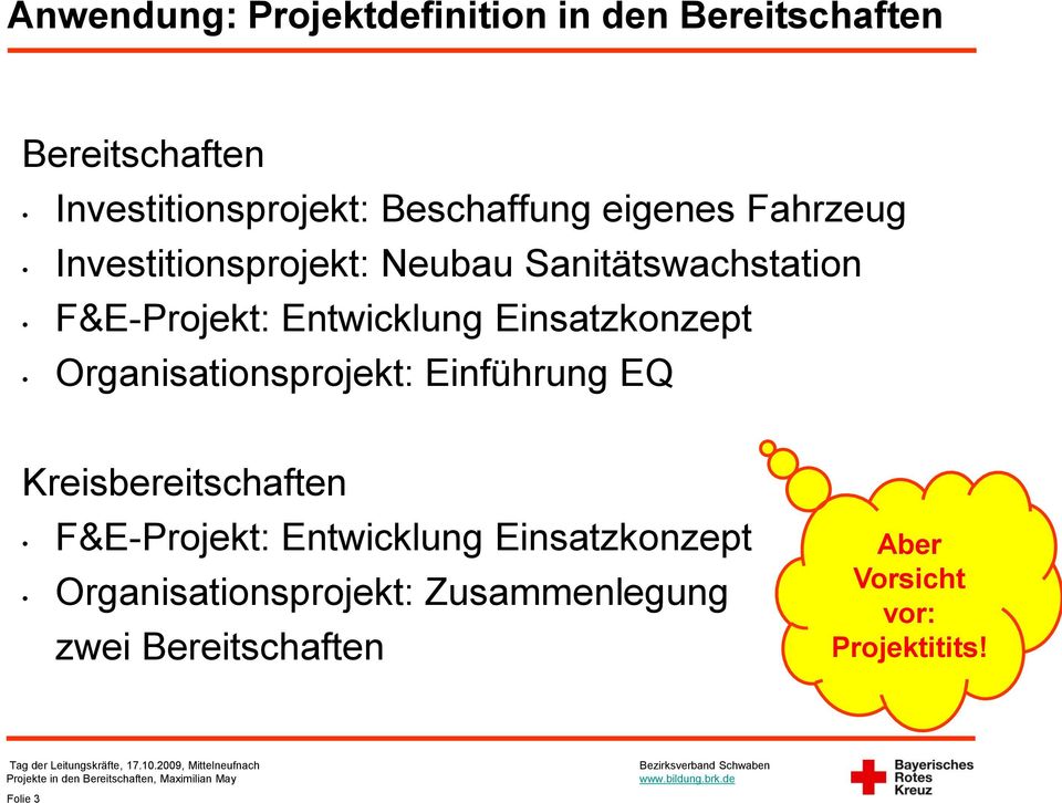 Einsatzkonzept Organisationsprojekt: Einführung EQ Kreisbereitschaften F&E-Projekt: Entwicklung