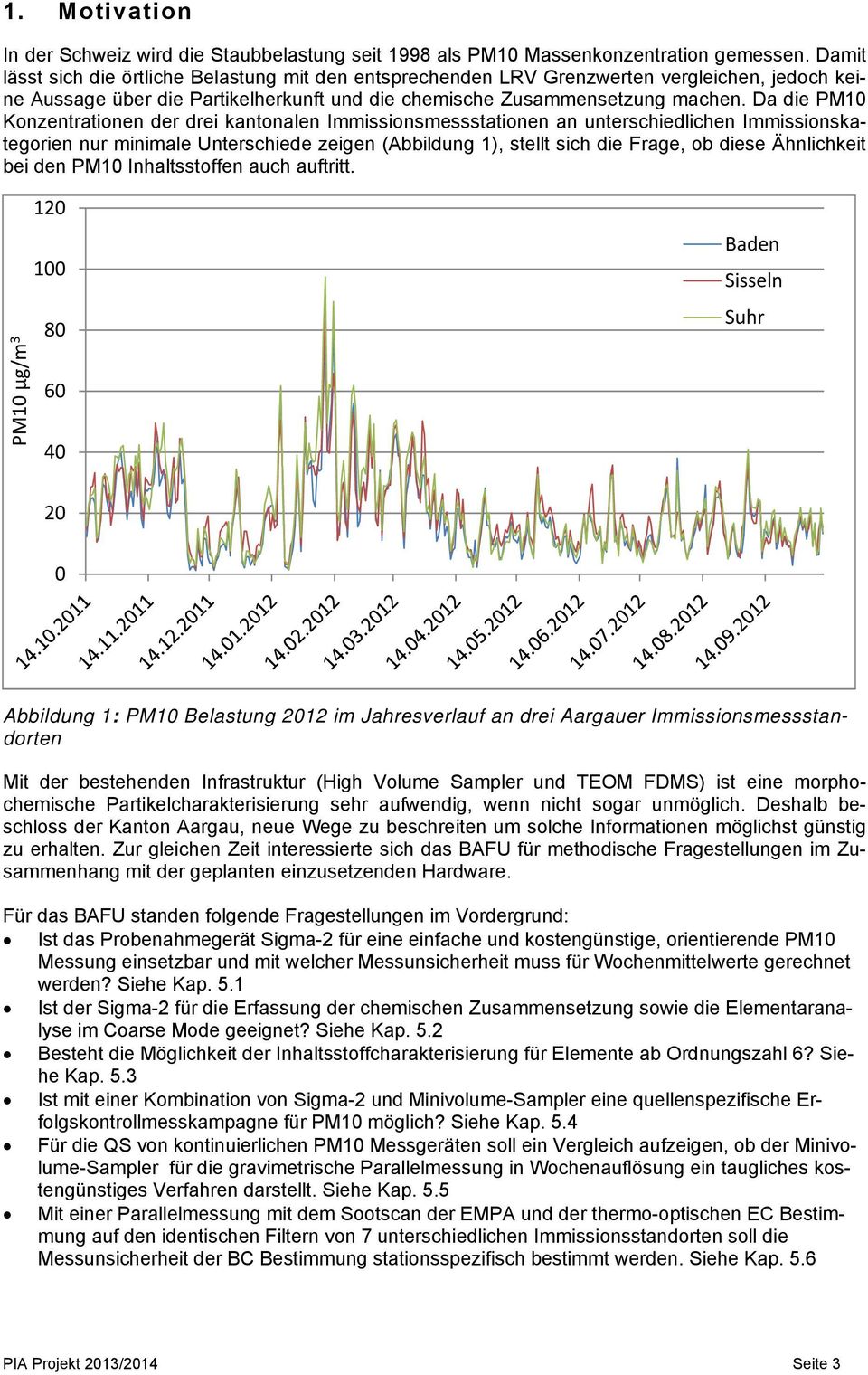 Da die PM10 Konzentrationen der drei kantonalen Immissionsmessstationen an unterschiedlichen Immissionskategorien nur minimale Unterschiede zeigen (Abbildung 1), stellt sich die Frage, ob diese