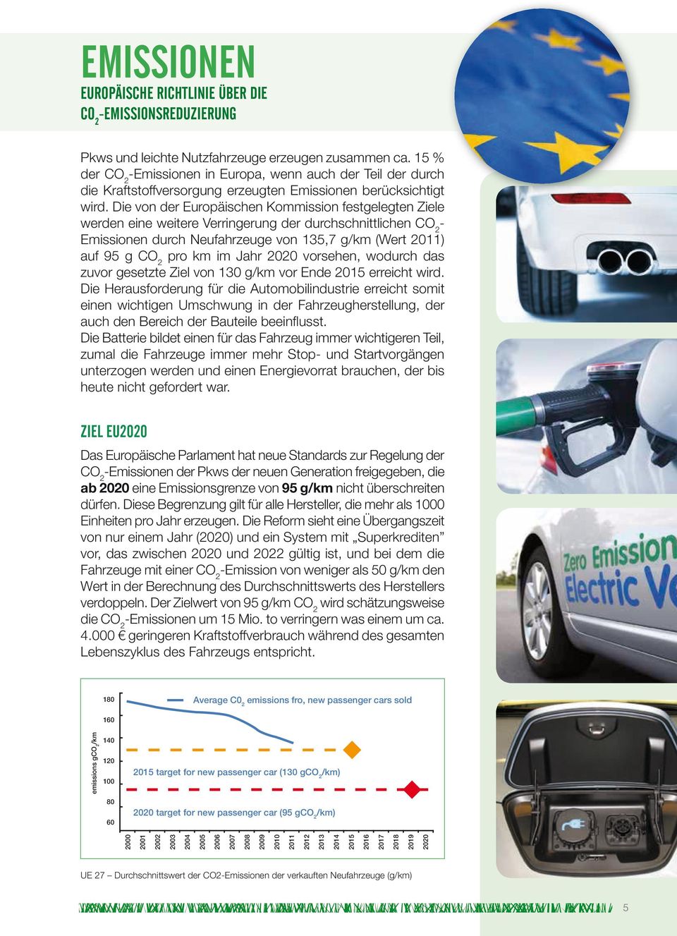 Die von der Europäischen Kommission festgelegten Ziele werden eine weitere Verringerung der durchschnittlichen CO 2 - Emissionen durch Neufahrzeuge von 135,7 g/km (Wert 2011) auf 95 g CO 2 pro km im