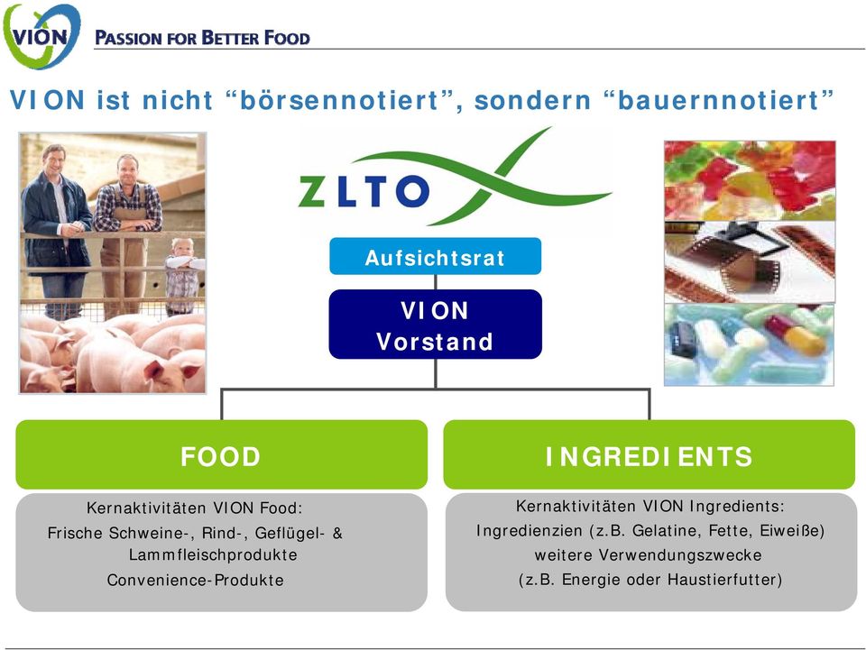 Convenience-Produkte INGREDIENTS Kernaktivitäten VION Ingredients: Ingredienzien (z.b.